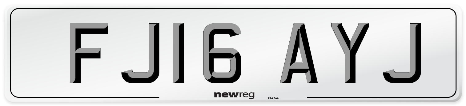 FJ16 AYJ Number Plate from New Reg